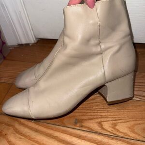 Zara Beige Block Heel Ankle Booties
